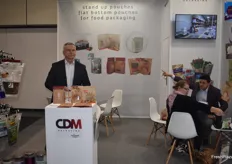 Krysztof Janiak, CEO of CDM Packaging. The company was showcasing their new flat bottom pouches.